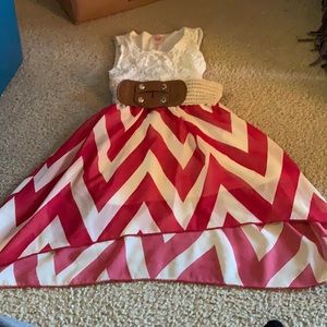 Girls high low dress with belt